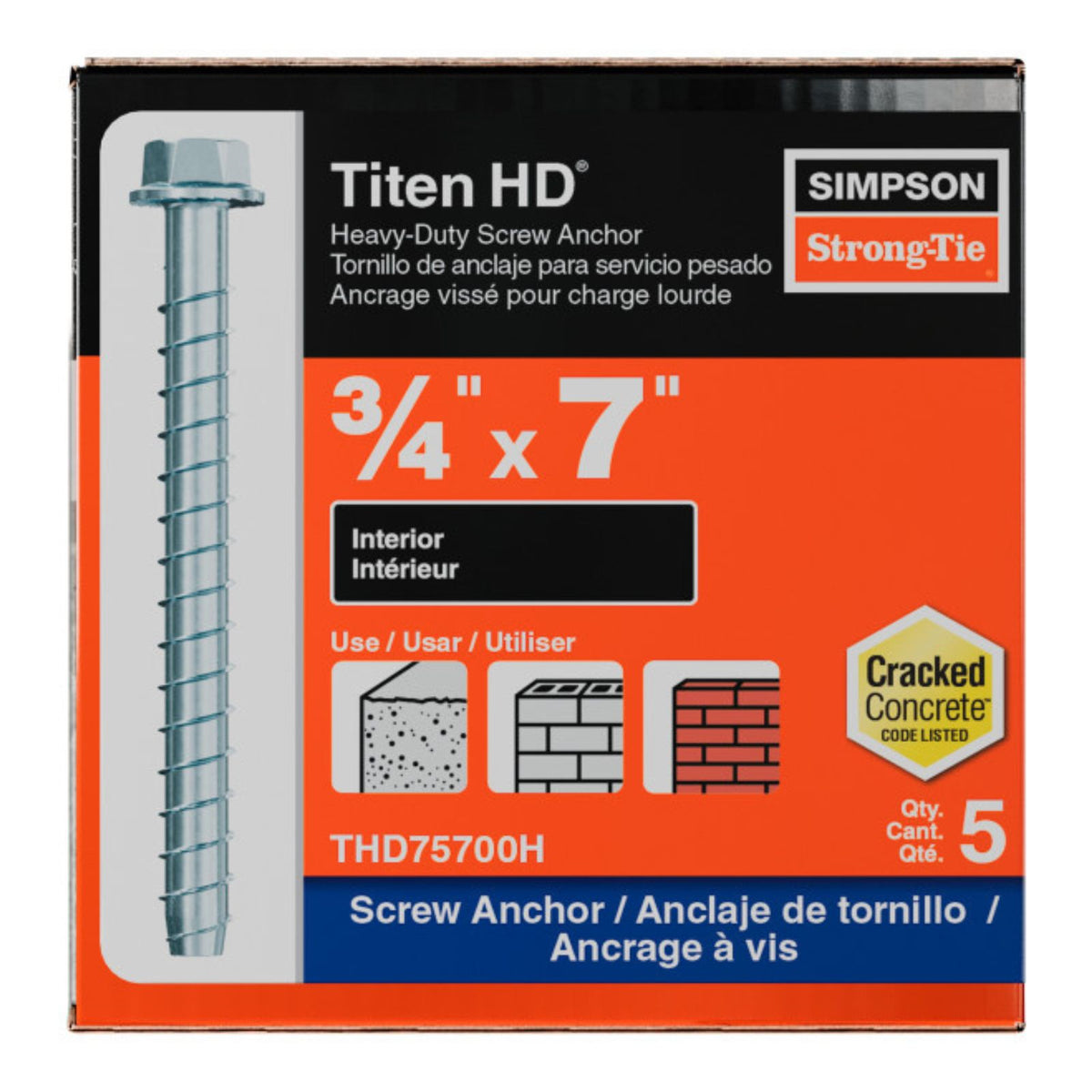 simpson strong tie THD75700H titen hd concrete screw anchor packaging