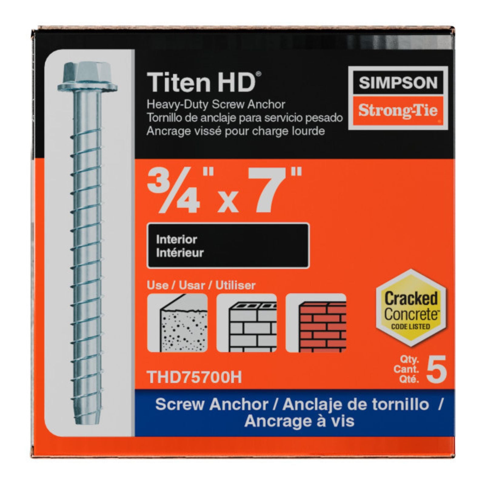 simpson strong tie THD75700H titen hd concrete screw anchor packaging