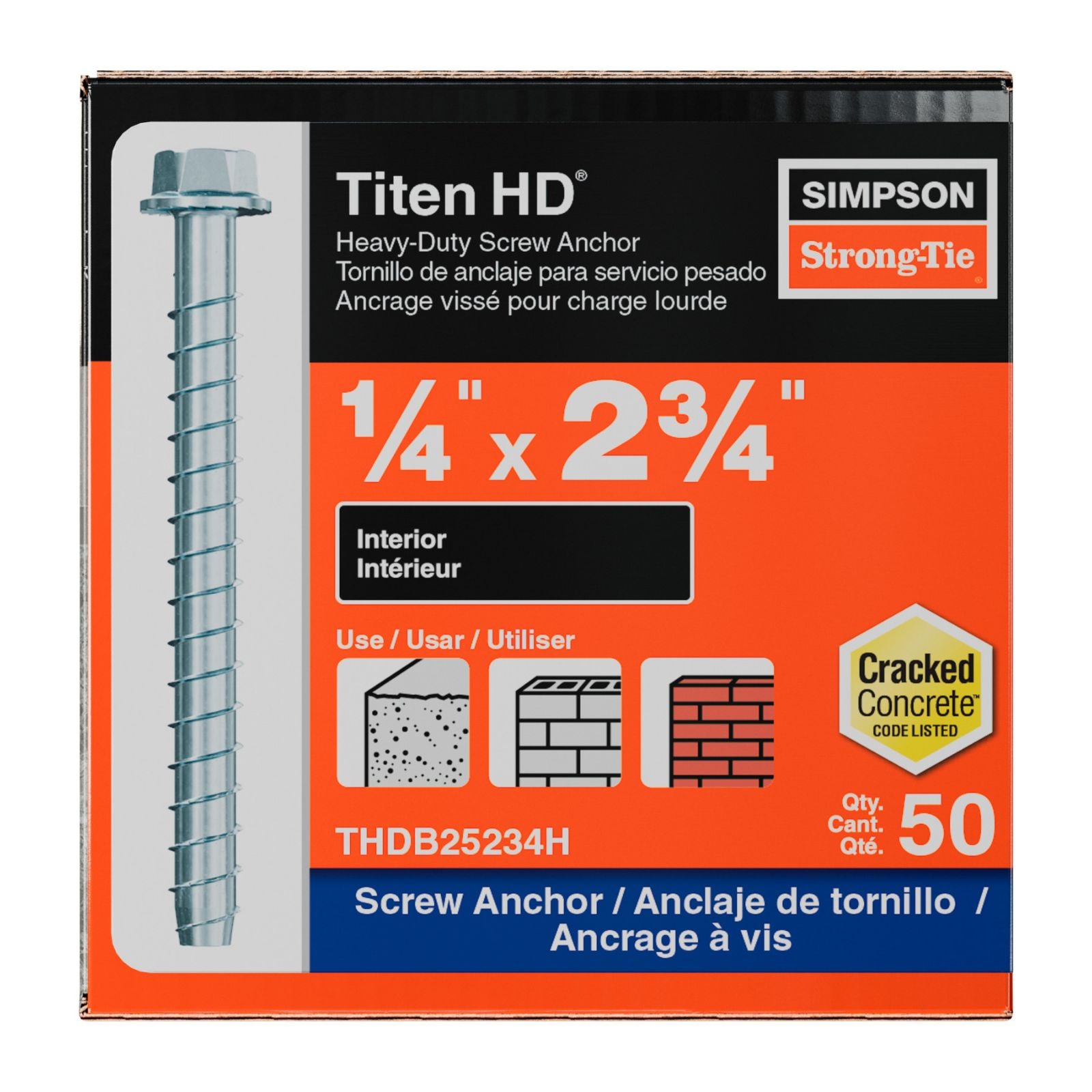 Simpson Strong-Tie THDB25234H Titen HD Concrete Anchors packaging