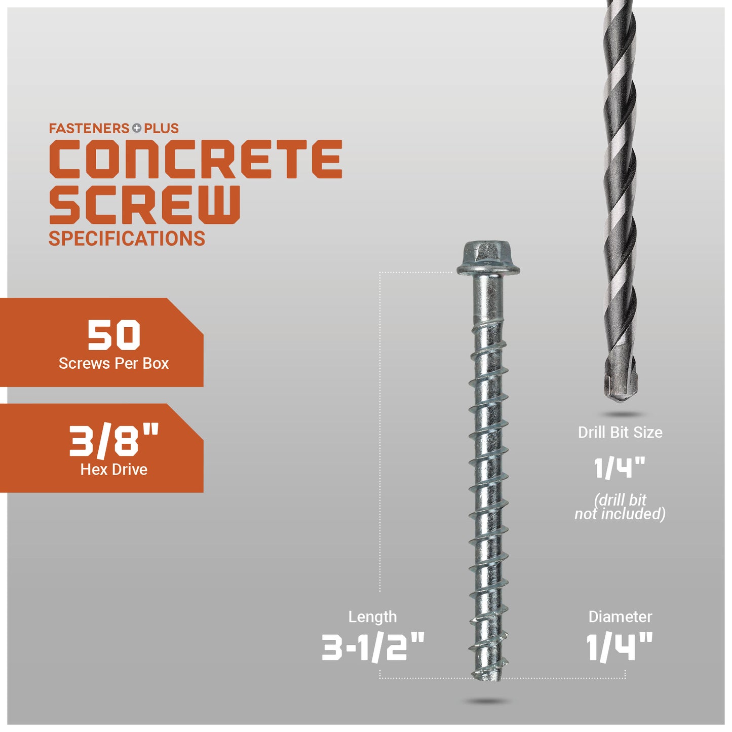 1/4" x 3-1/2" Strong-Tie THDB25312H Titen HD Screw Anchor, Zinc, Pkg 50