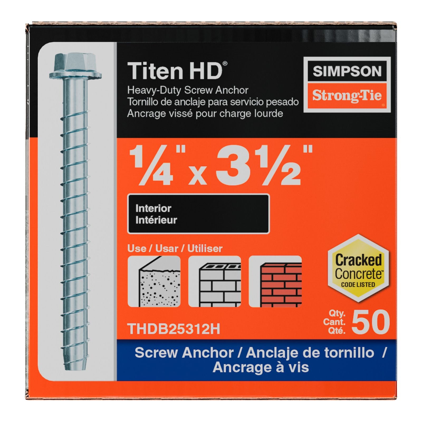 Simpson Strong-Tie THDB25312H titen hd concrete screw anchor packaging