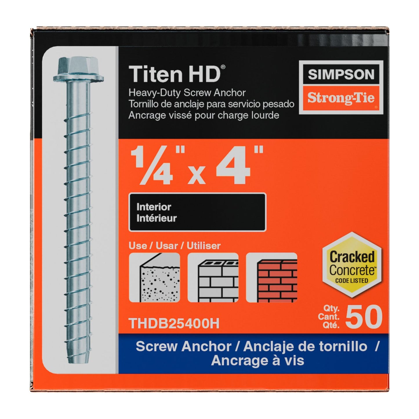 Simpson Strong-Tie THDB25400H titen hd concrete screw anchor packaging