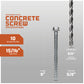 Concrete screw with drill bit on a gray background, featuring specifications.