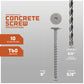 Concrete screw with drill bit on a gray background, featuring specifications.