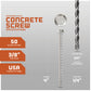 Concrete screw with drill bit on a gray background, featuring specifications.
