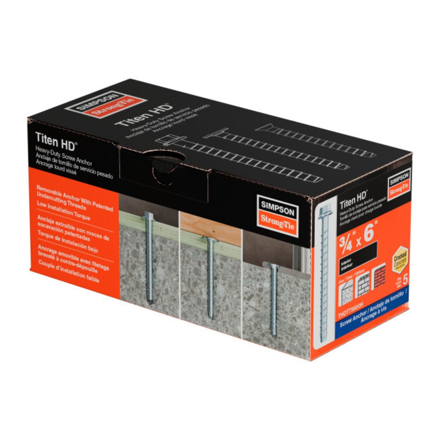 simpson strong tie THDT75600H titen hd concrete screw anchor packaging