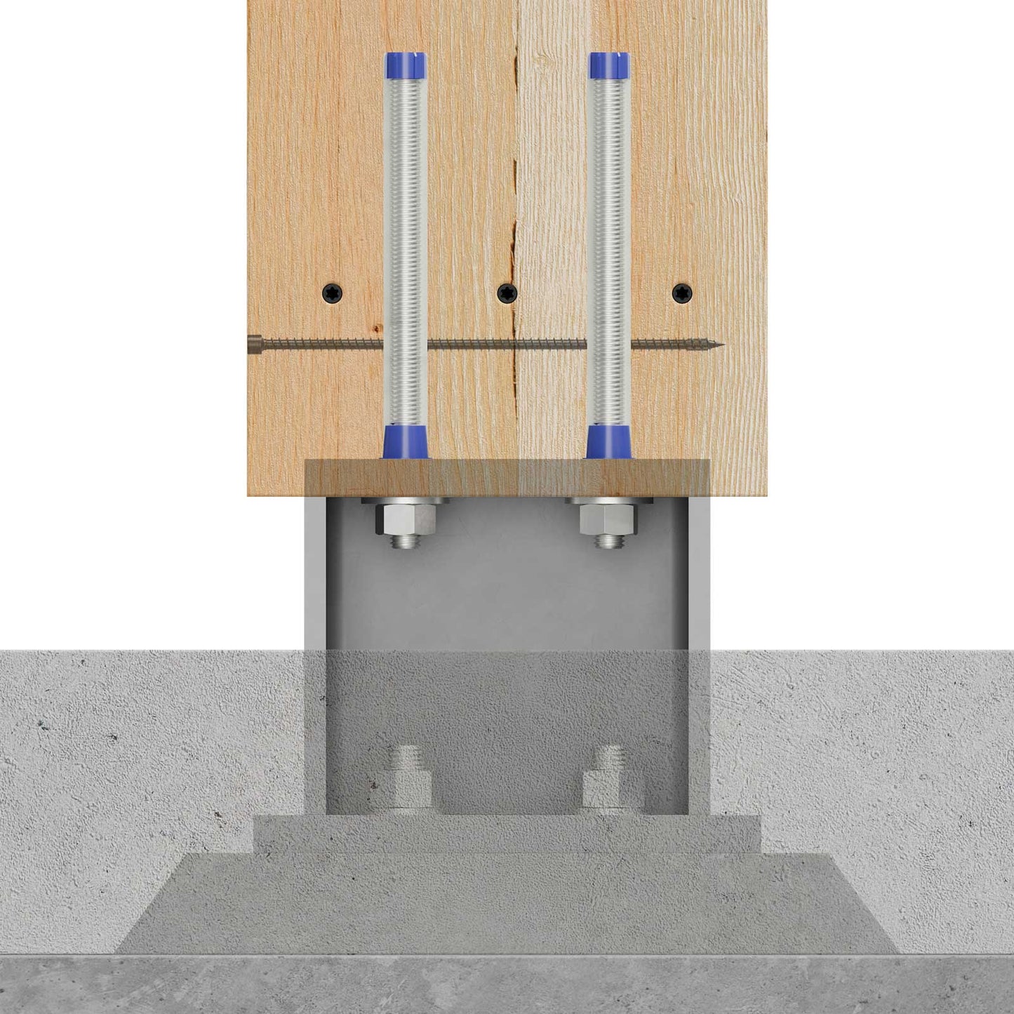 glued in threaded rod into concrete column slab
