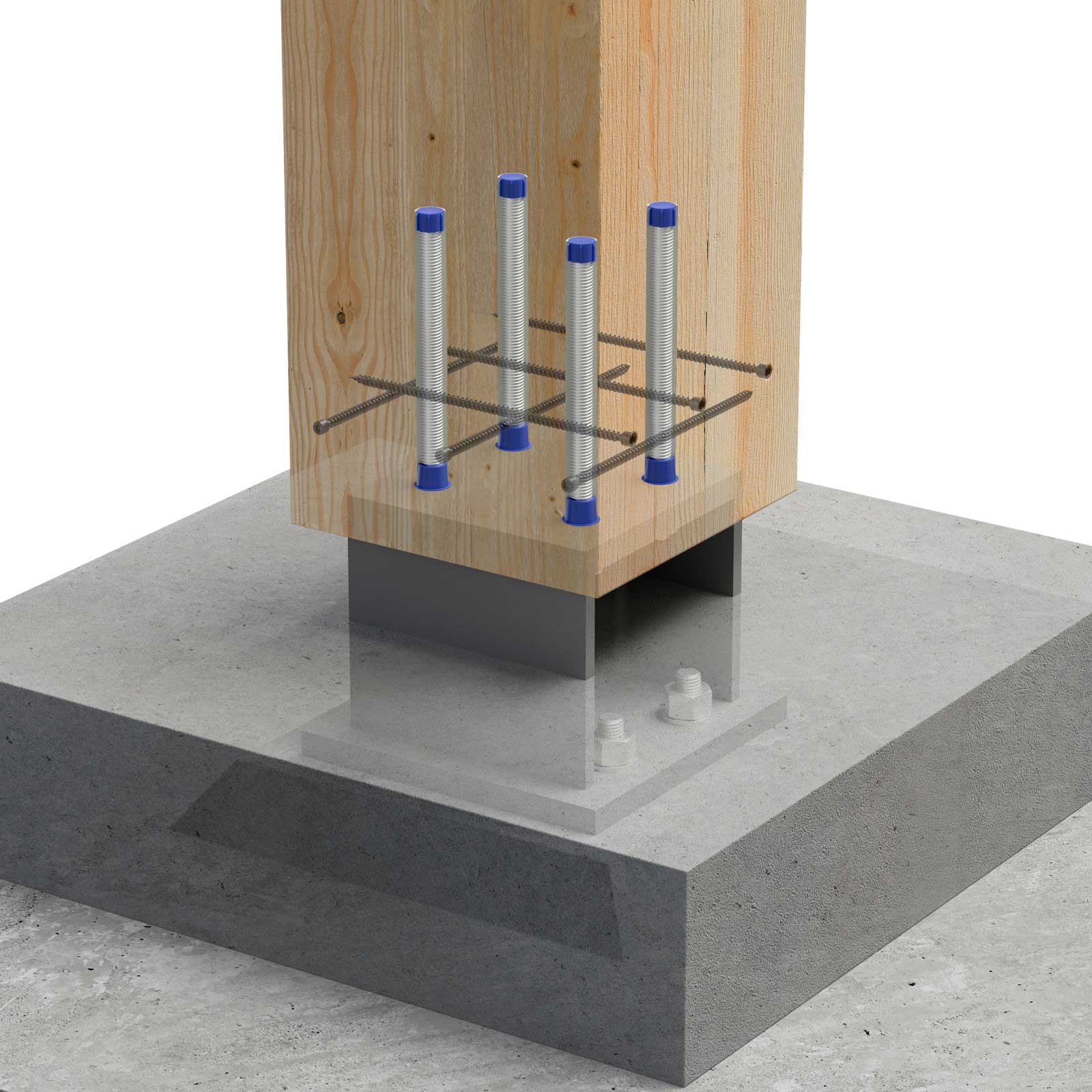 glued in threaded rods in concrete column slab