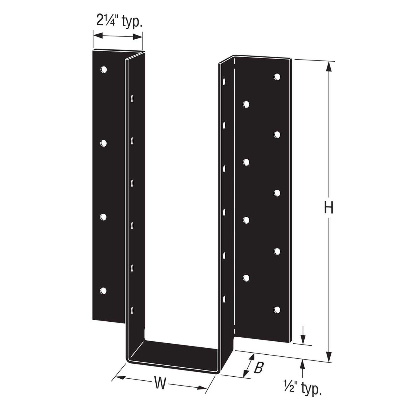 Simpson UA6 U-Shaped Architectural Joist Hanger Illustration