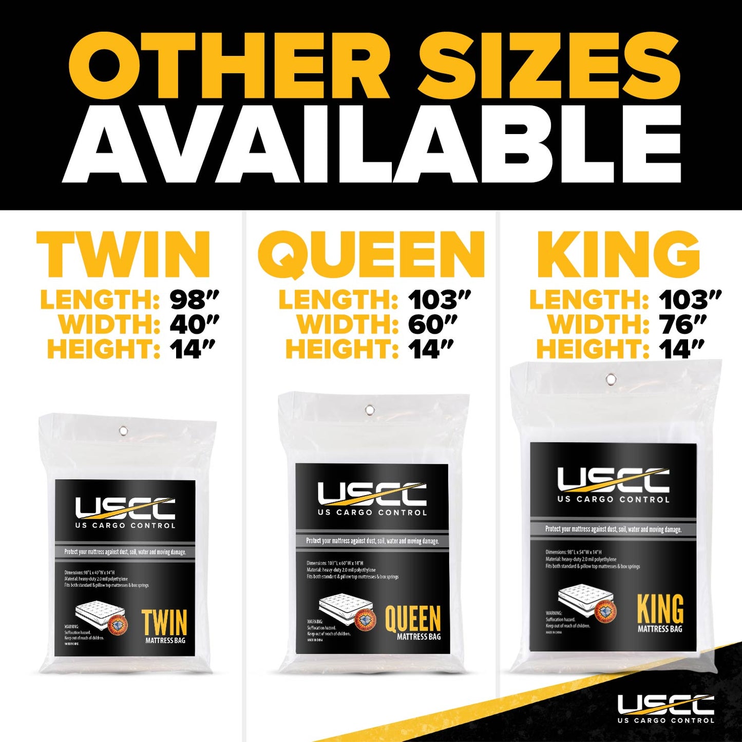 48 Pack Heavy Duty Plastic Mattress Bag: Queen