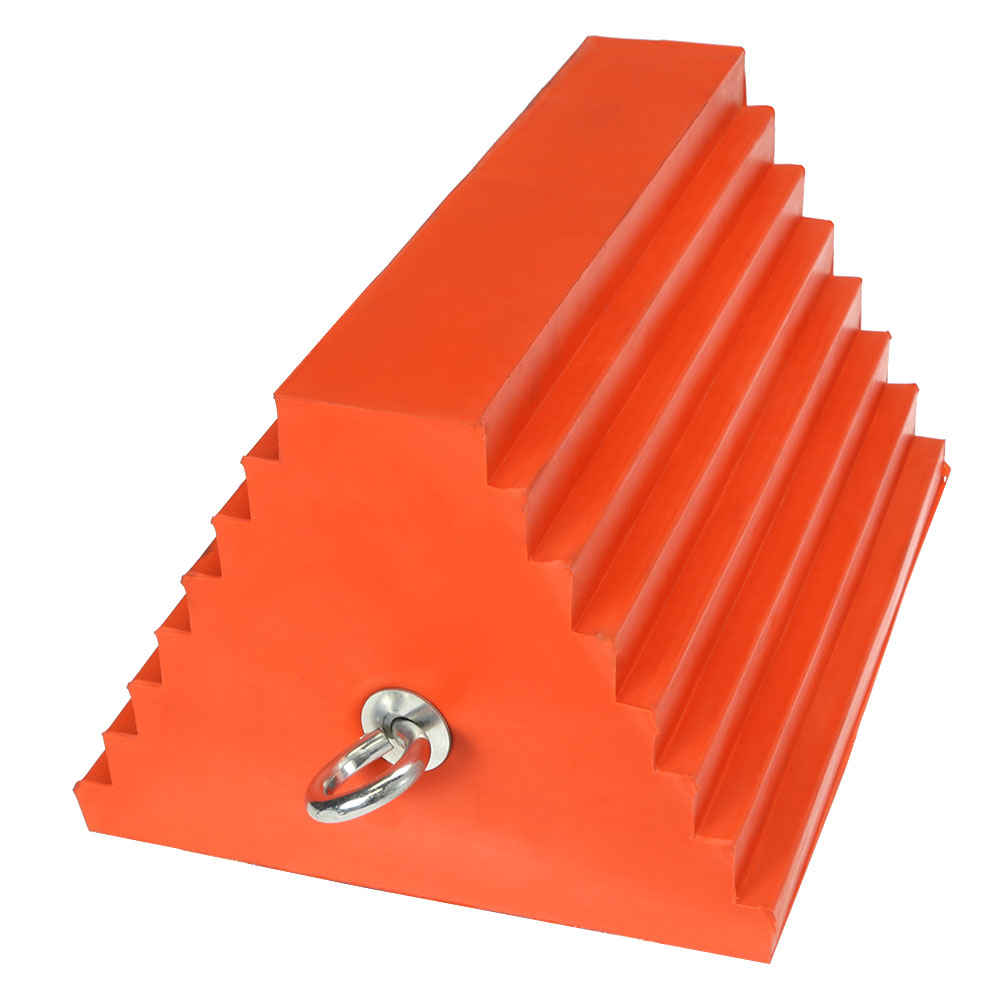 10" Urethane Double-Sided Wheel Chock with Eye Bolt
