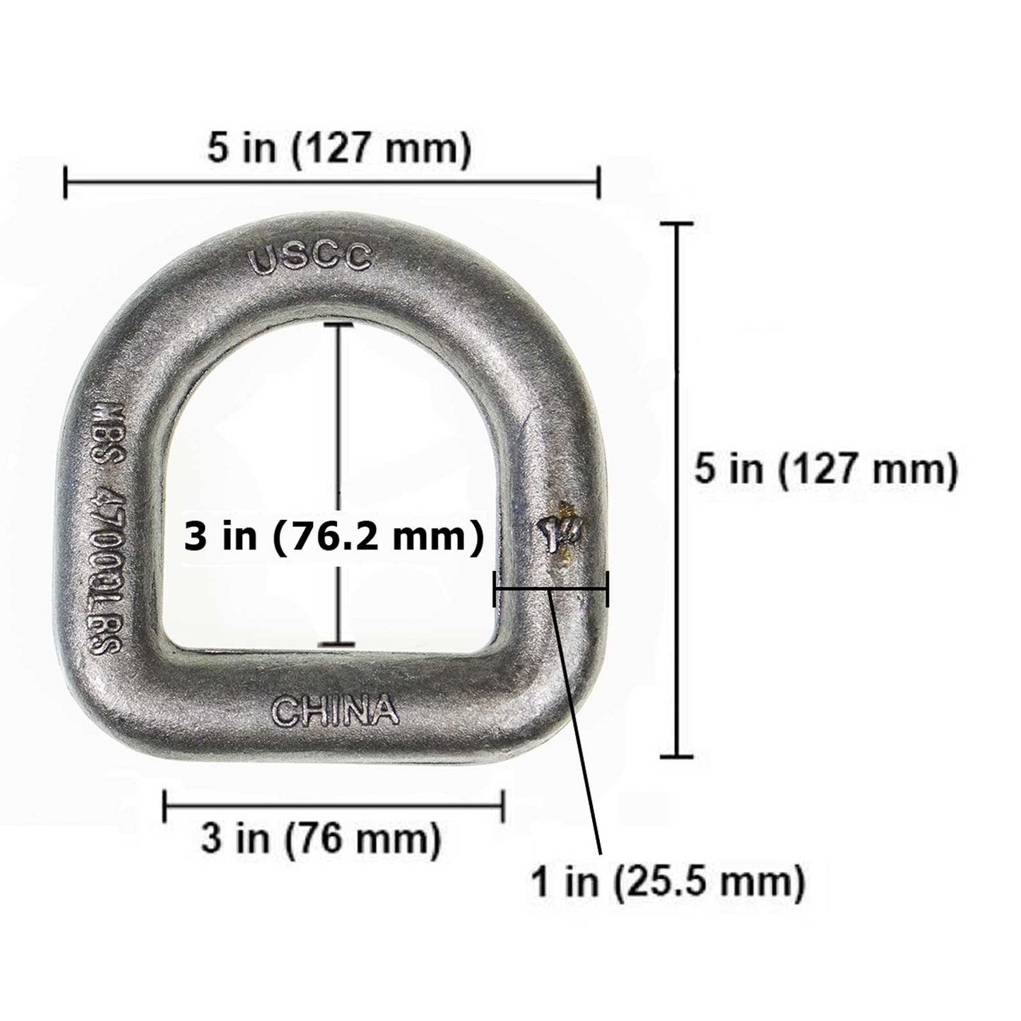 1" Weldable D-Ring - 47,000 lbs. BS | 10-Pack