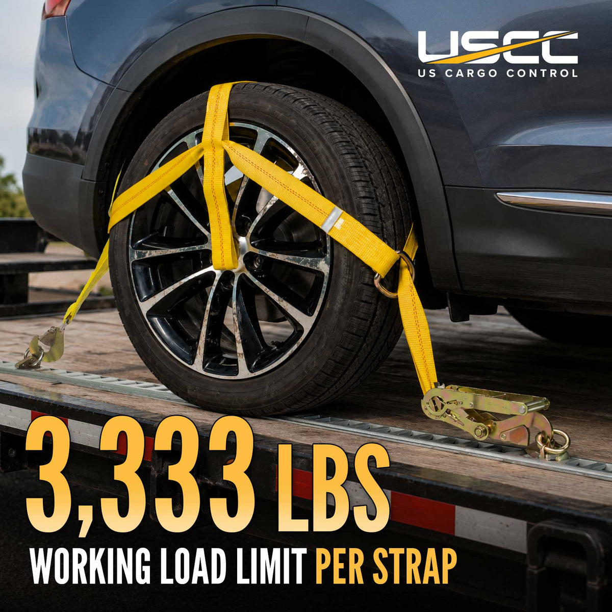 Adjustable Wheel Net w/ 2" Top Strap, Twisted Snap Hook & Ratchet w/ Snap Hook