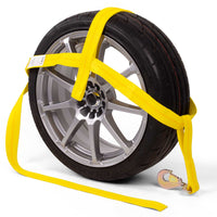 Yellow Adjustable Tow Dolly Strap with 2" Top Strap and Twisted Snap Hook