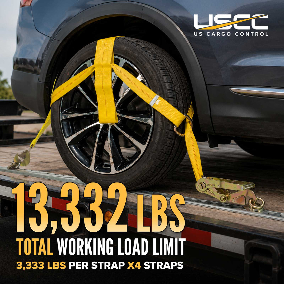 Adjustable Wheel Net with 4" Top Strap, Twisted Snap Hook and Ratchet w/ Snap Hook - 4 pack