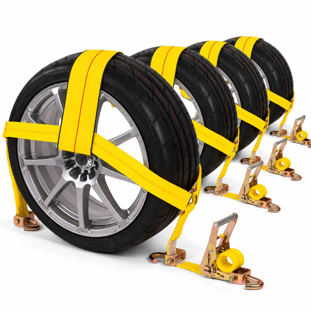 Adjustable Wheel Net with 4" Top Strap, Twisted Snap Hook and Ratchet w/ Snap Hook - 4 pack
