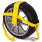 Yellow Adjustable Tow Dolly Strap with 4" Top Strap and Twisted Snap Hook