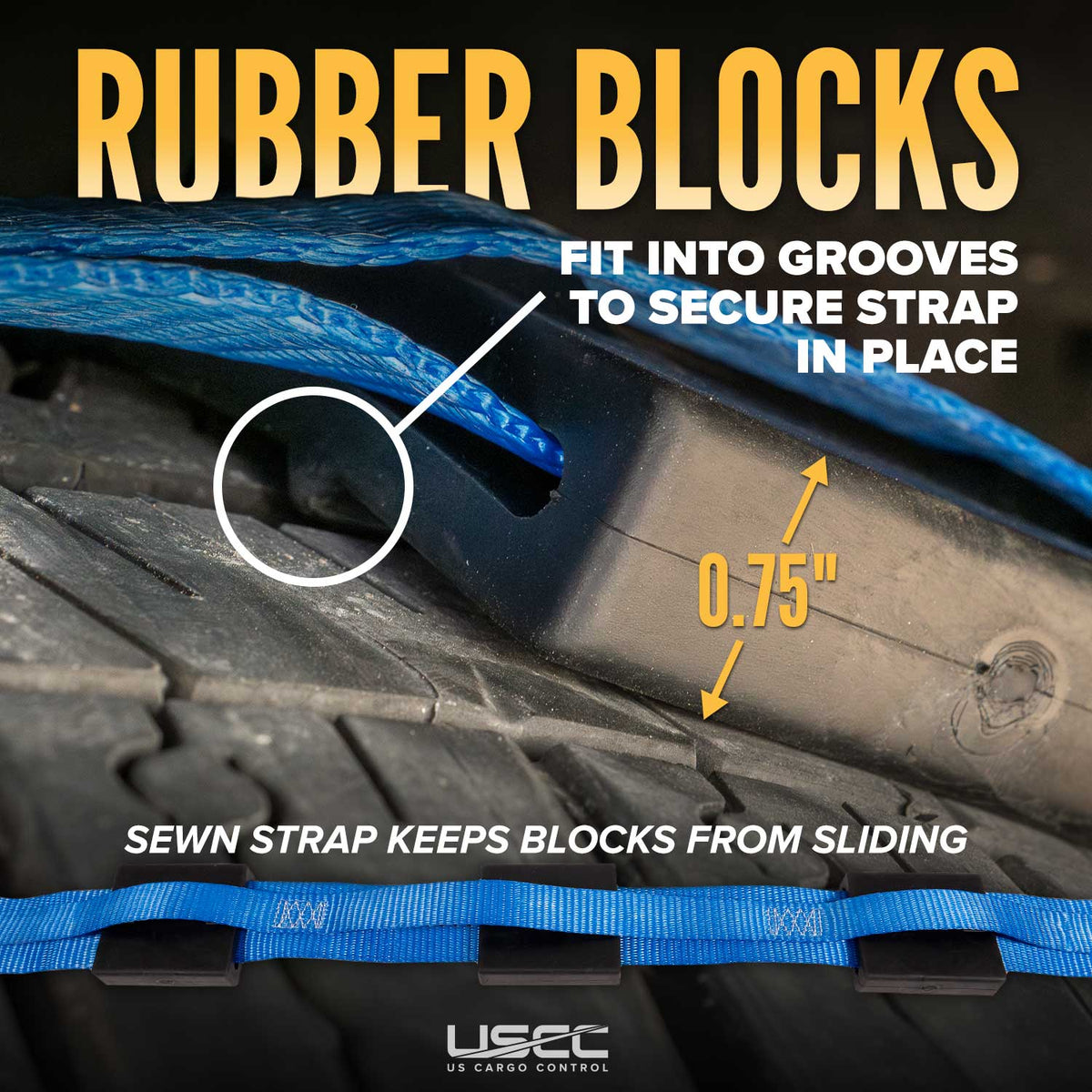 Wheel Strap with Etrack Fittings & 3 Rubber Blocks