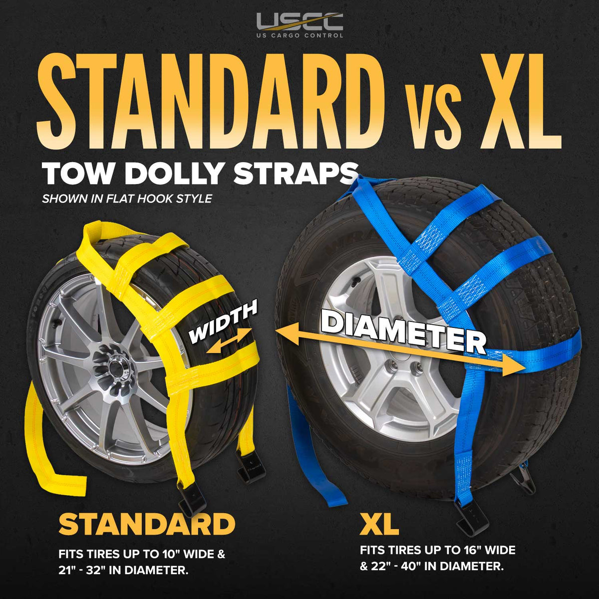 Tow Dolly Basket Strap with Twisted Snap Hooks - 2 Pack