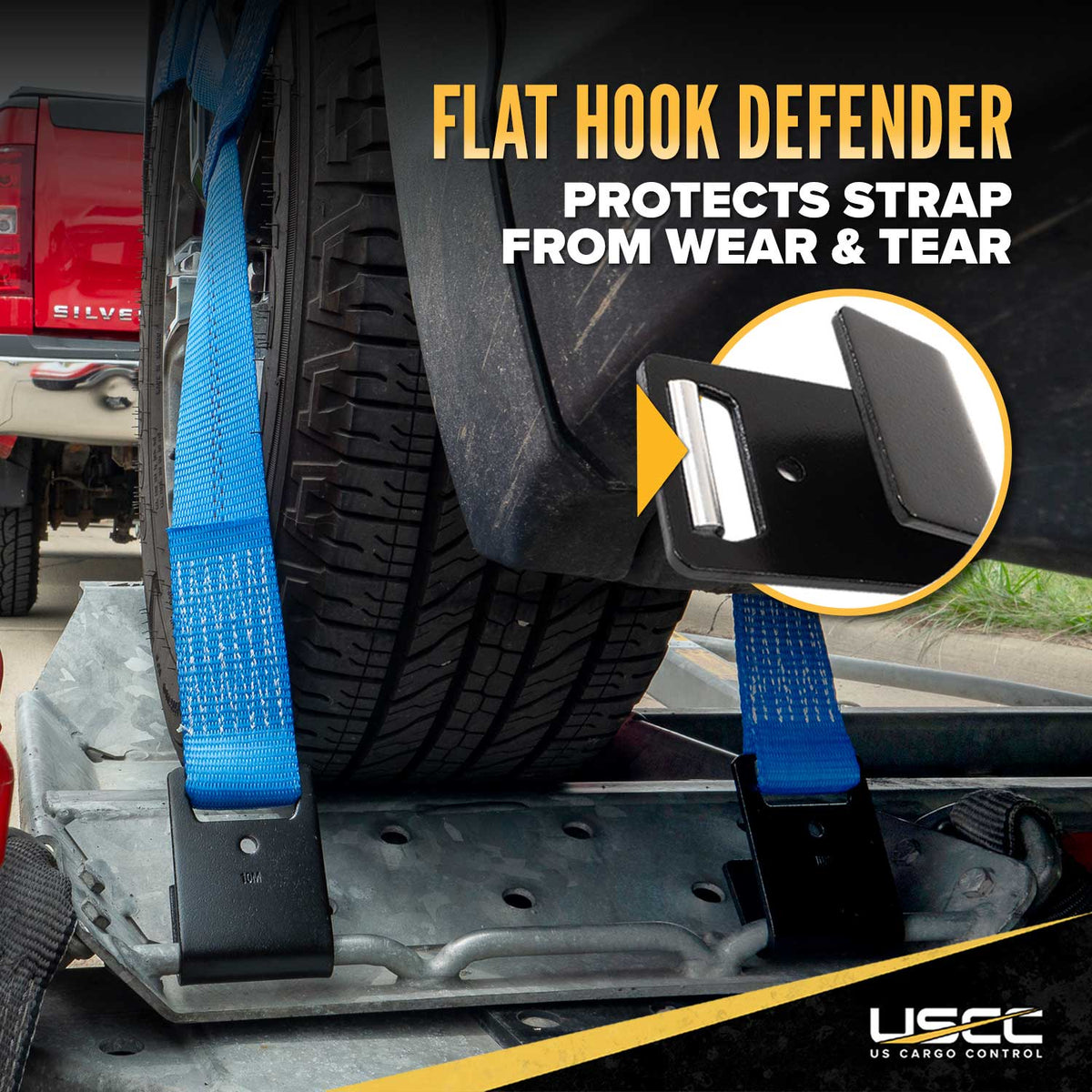 Blue Extra Large Tow Dolly Basket Strap with Flat Hooks - 2 pack