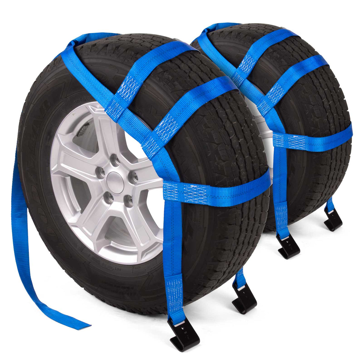 Blue Extra Large Tow Dolly Basket Strap with Flat Hooks - 2 pack