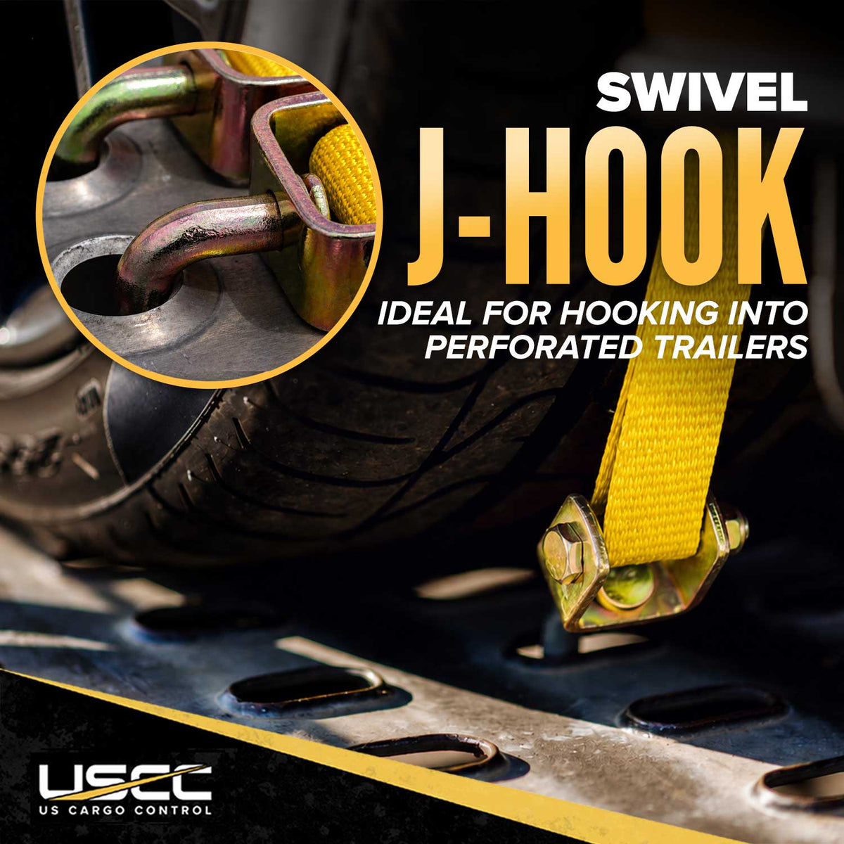 Car Carrier Wheel Strap w/ Swivel Hooks & Ratchet - 4 Pack