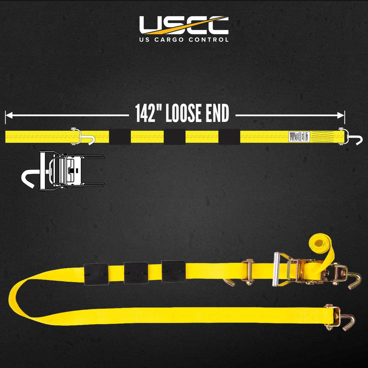 Wheel Strap with Swivel Hooks and Adjustable Rubber Blocks