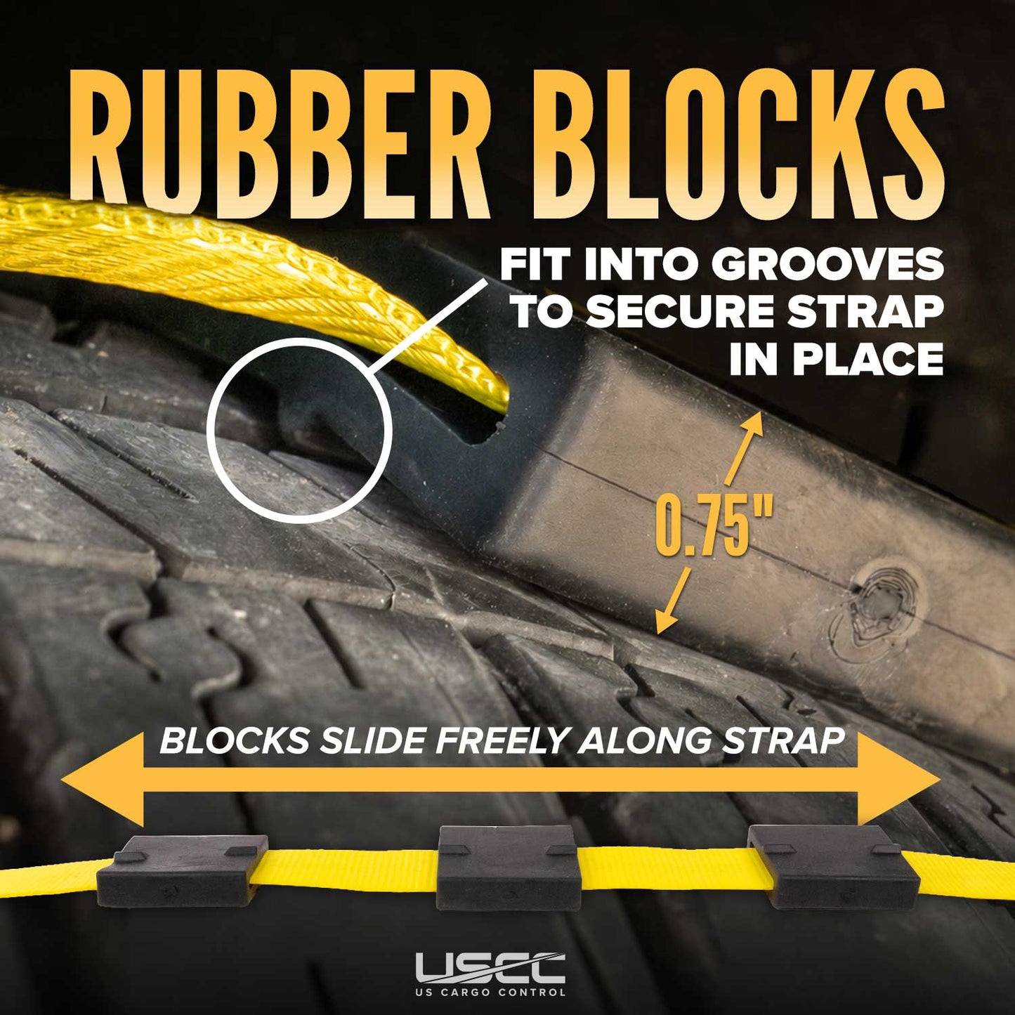 Car Carrier Wheel Strap w/ Swivel Hooks & Adj. Rubber Blocks & Ratchet - 4 Pack