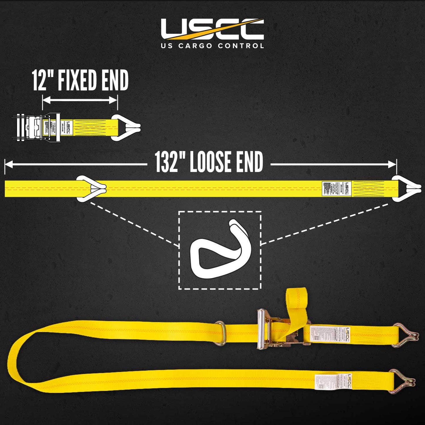 Car Carrier Tire Wheel Strap w/ Wire Hooks & Ratchet - 4 Pack