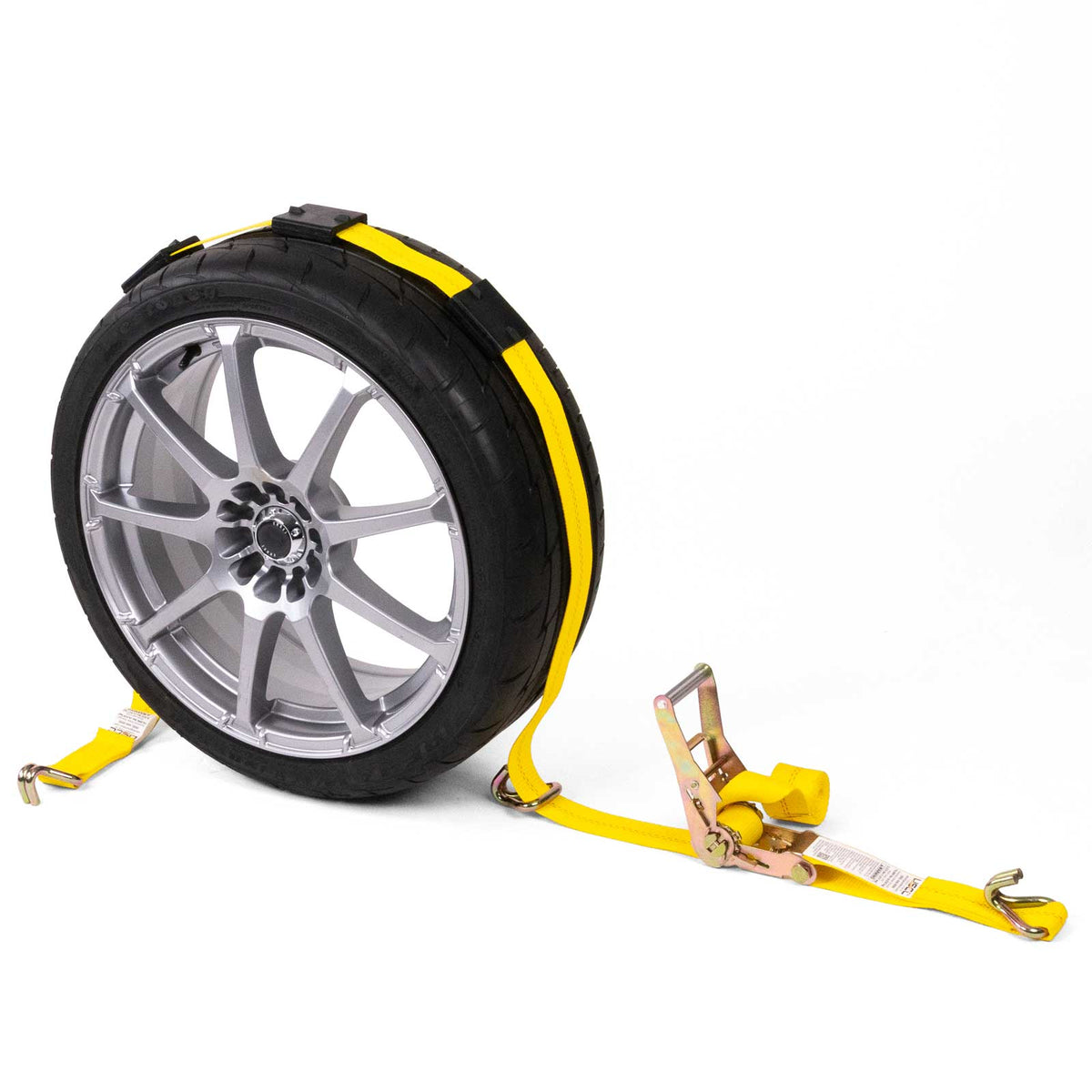 Wheel Strap with Wire Hooks & Adjustable Rubber Blocks & Ratchet