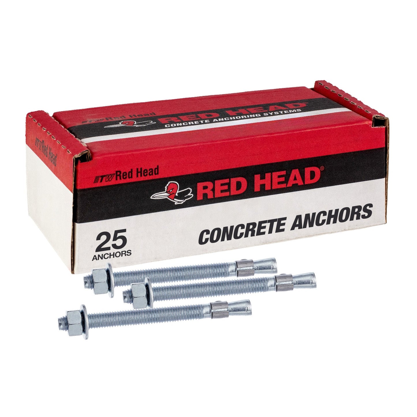 1/2" x 5-1/2" Red Head Trubolt Wedge Anchor, Zinc, Pkg 25
