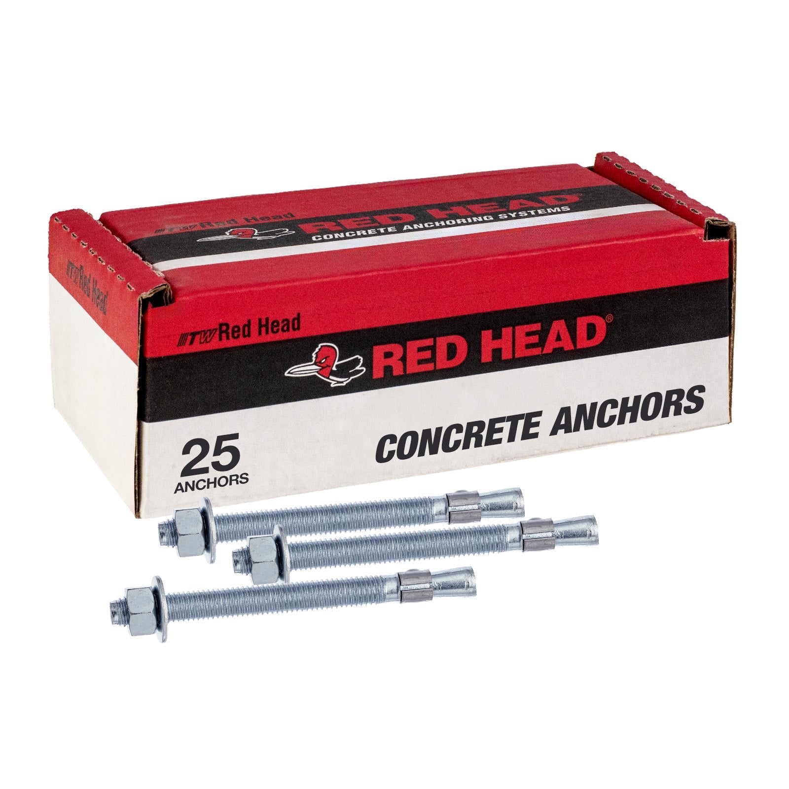 1/2" x 5-1/2" Red Head Trubolt Wedge Anchor, Zinc, Pkg 25