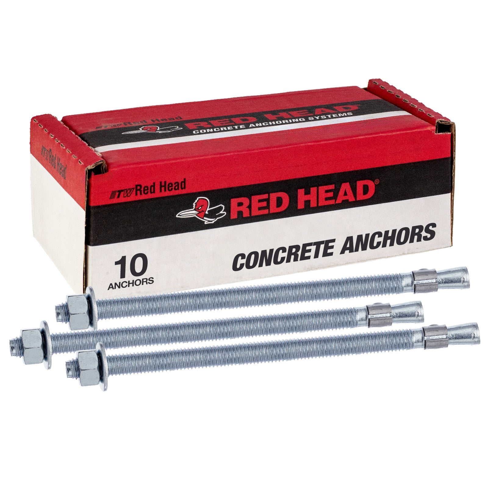 3/4" x 10" Red Head Trubolt Wedge Anchor, Zinc, Pkg 10