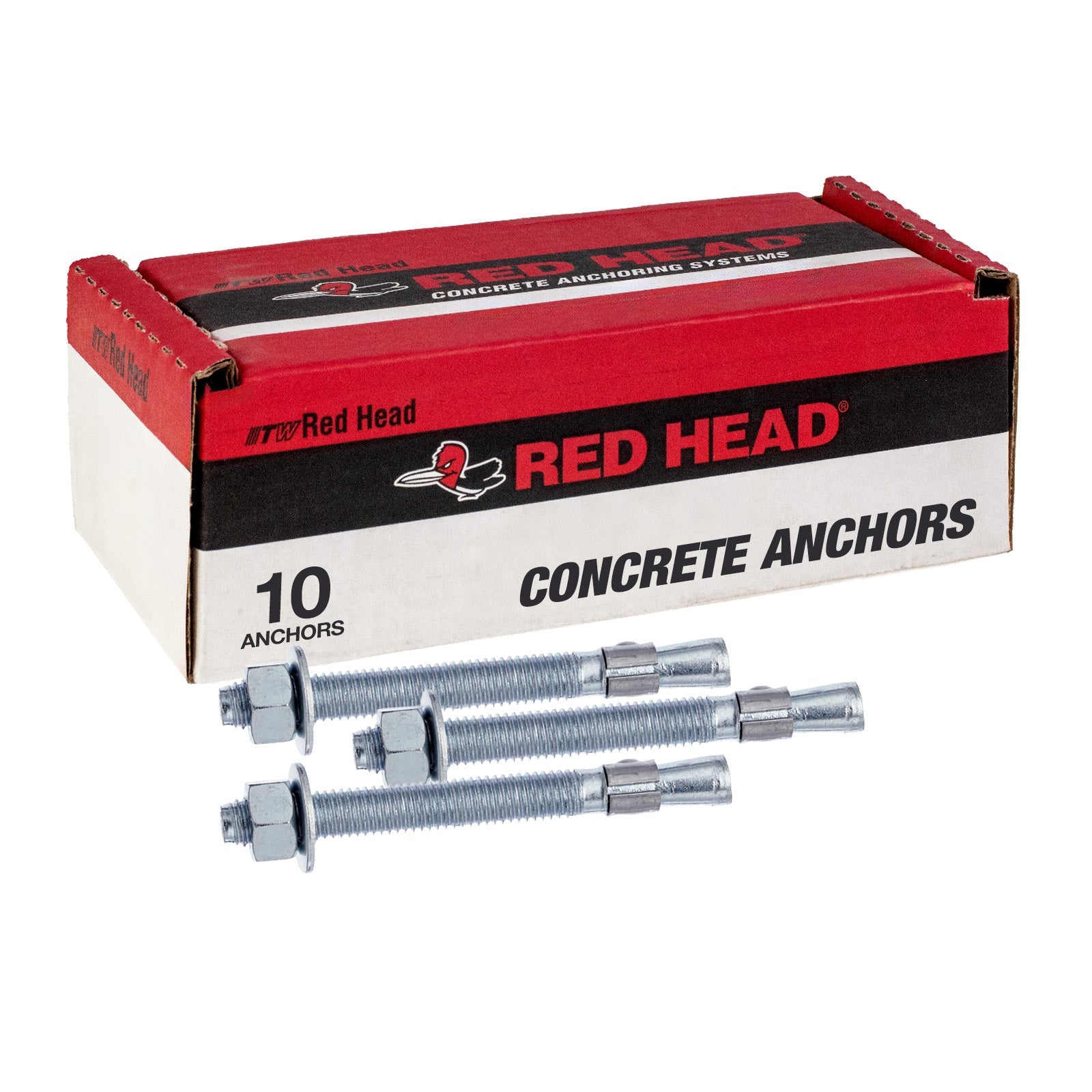 3/4" x 4-3/4" Red Head Trubolt Wedge Anchor, Zinc, Pkg 10
