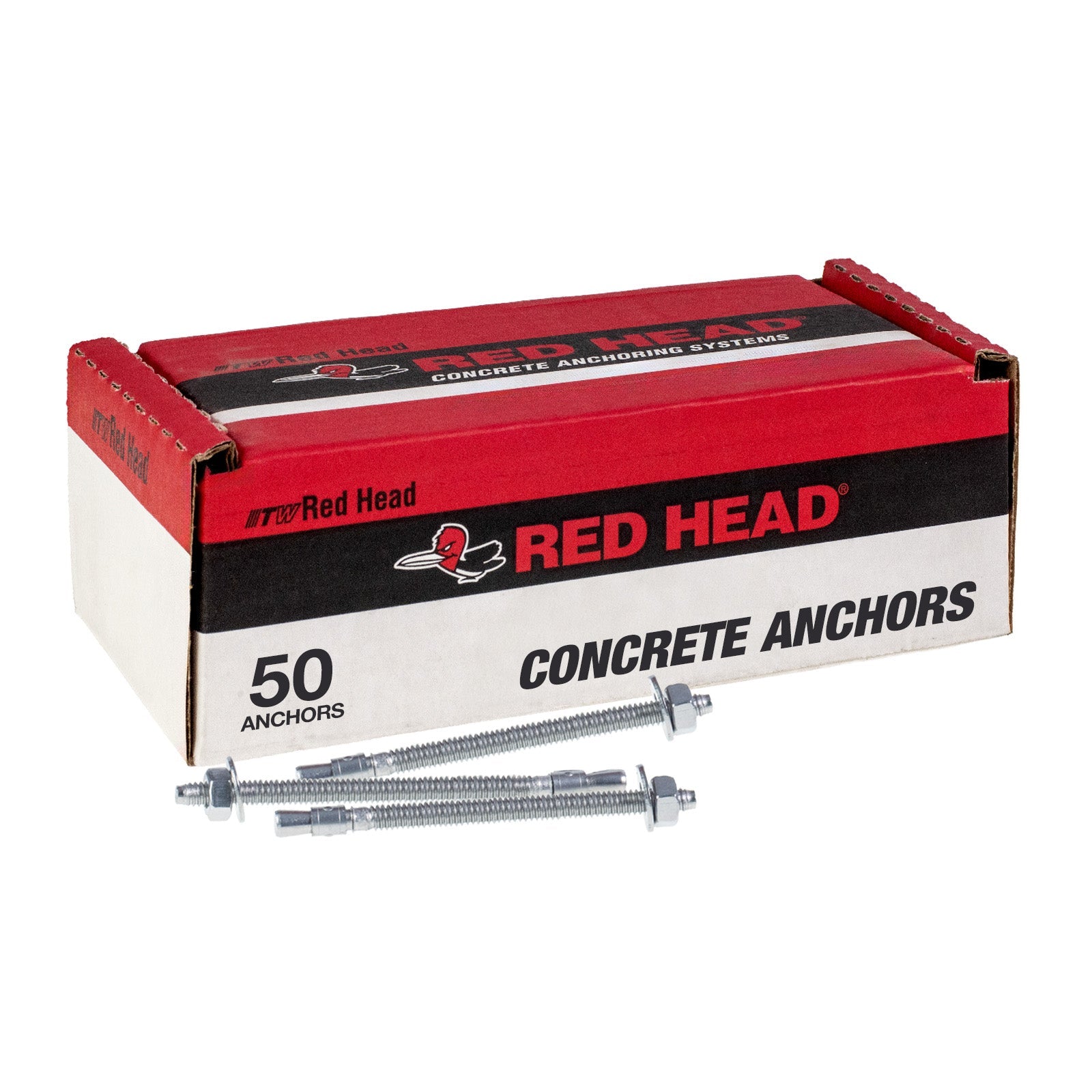 3/8" x 7" Red Head Trubolt Wedge Anchor, Zinc, Pkg 50