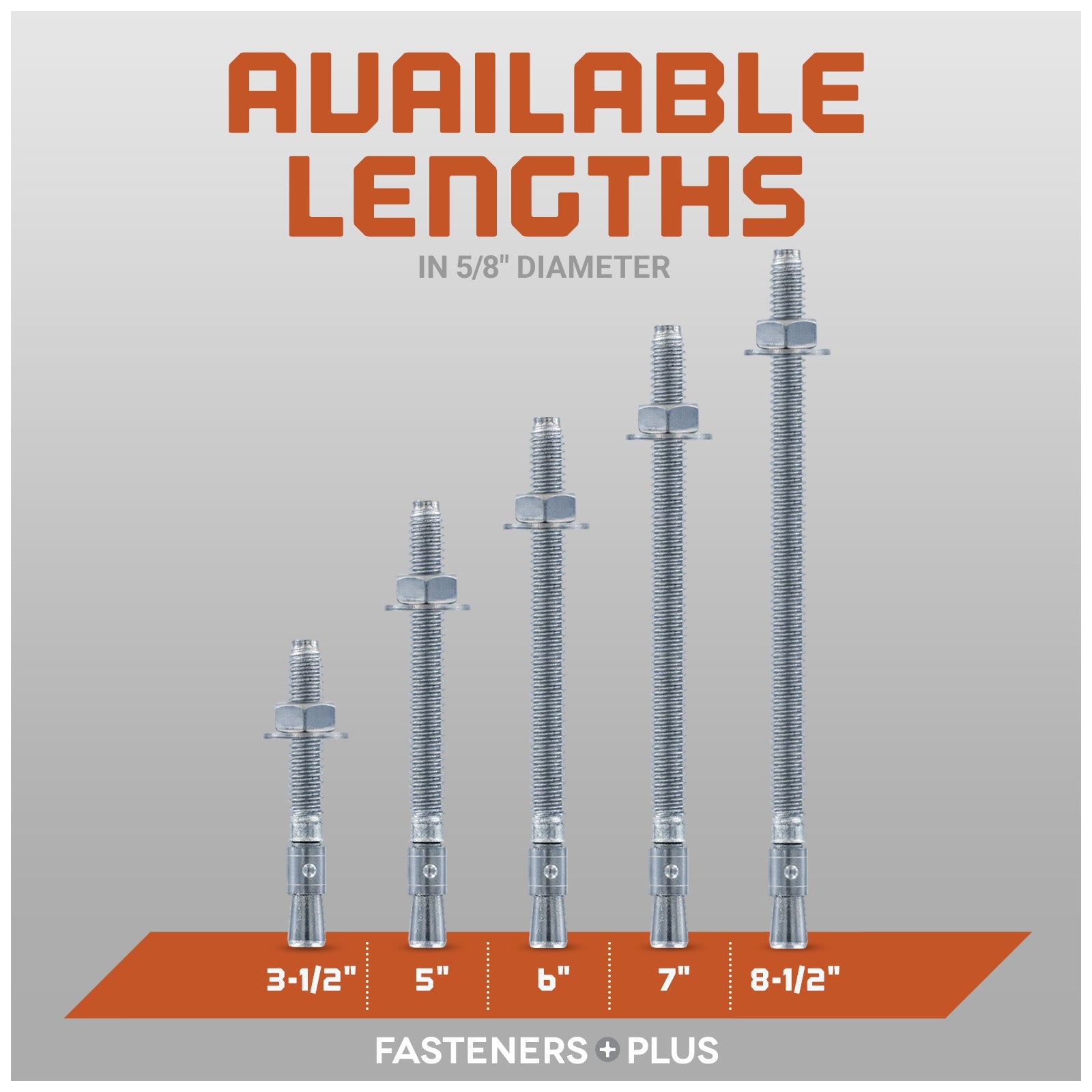 Red Head Trubolt Wedge Anchor, Zinc - Available Lengths in 5/8" Diameter