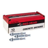 5/8" x 3-1/2" Red Head Trubolt Wedge Anchor, Zinc, Pkg 10
