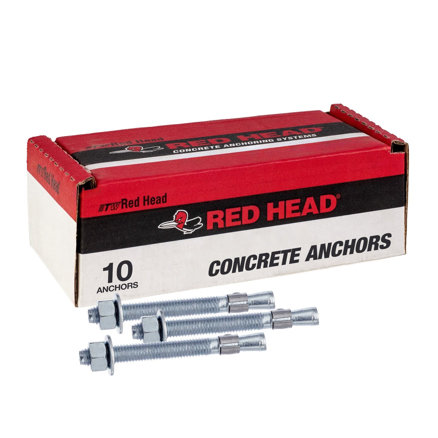 5/8" x 5" Red Head Trubolt Wedge Anchor, Zinc, Pkg 10