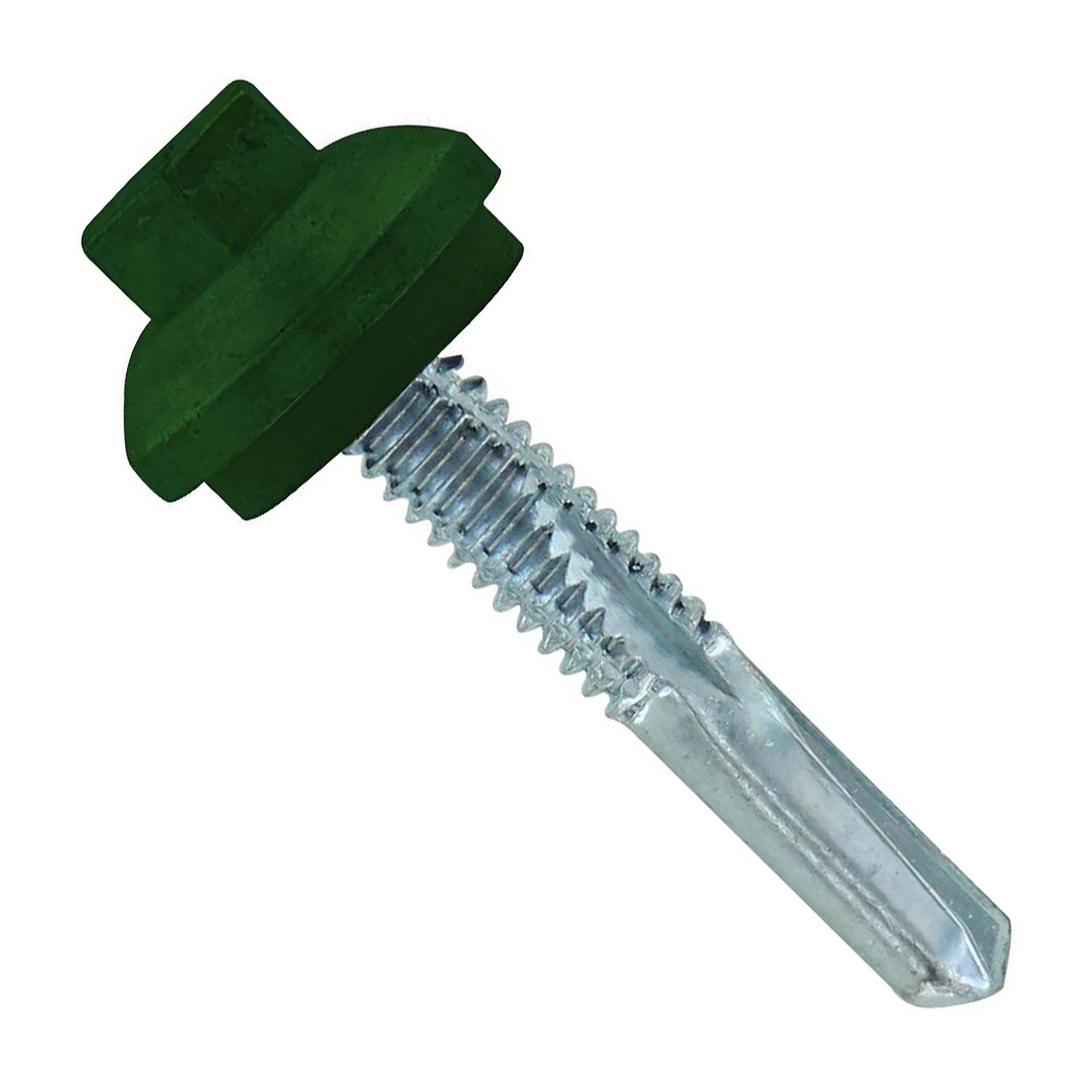 #1224 x 114 inch ZXL HG Steelbinder Metal Roofing Screw Forest Green Pkg 250 image 1 of 2