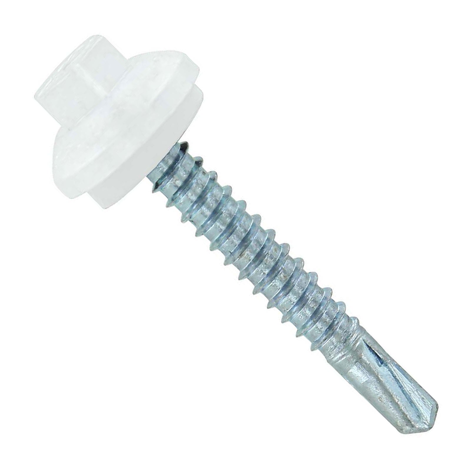#12 x 112 inch ZXL Steelbinder Metal Roofing Screw Bright White Pkg 250