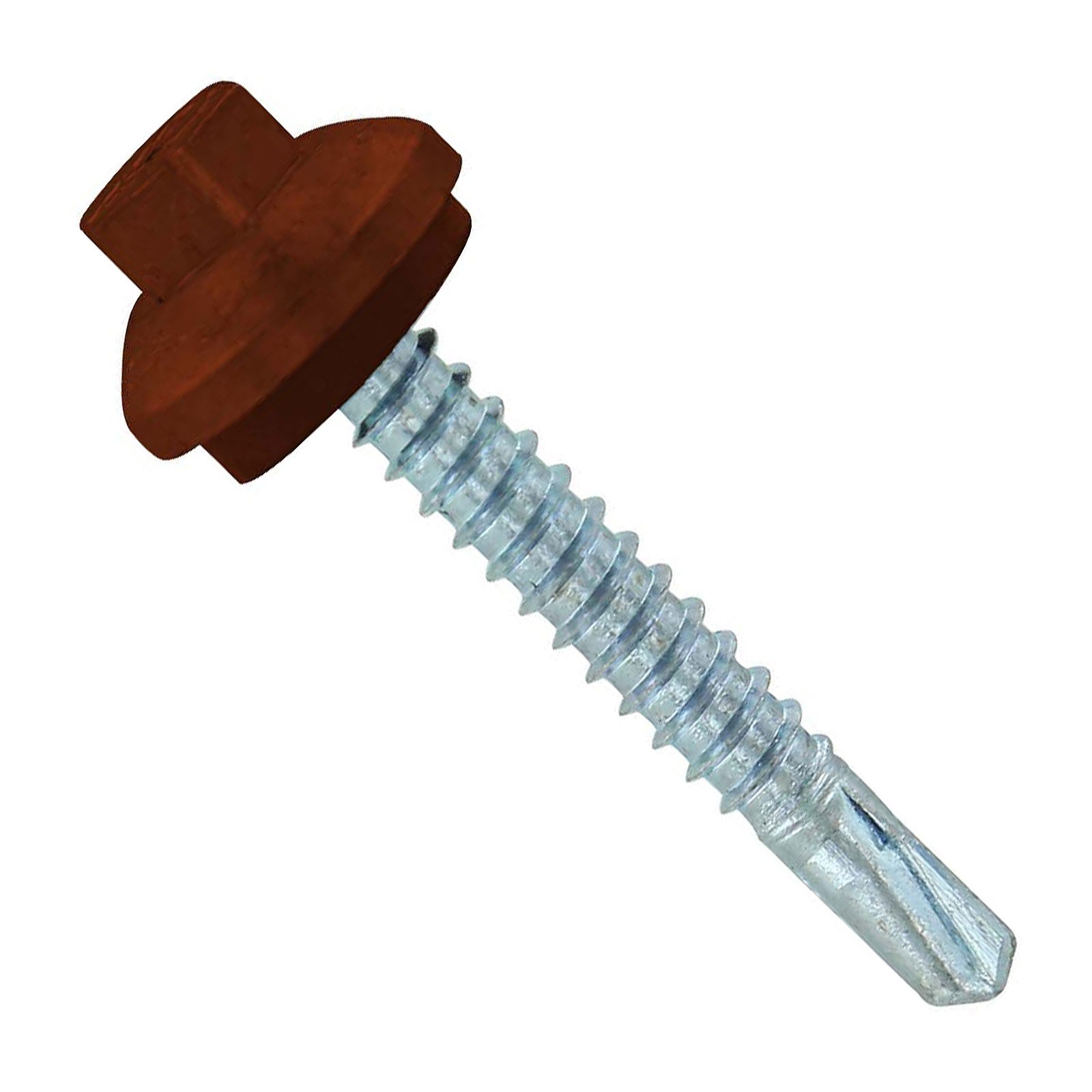 #12 x 112 inch ZXL Steelbinder Metal Roofing Screw Brown Pkg 250