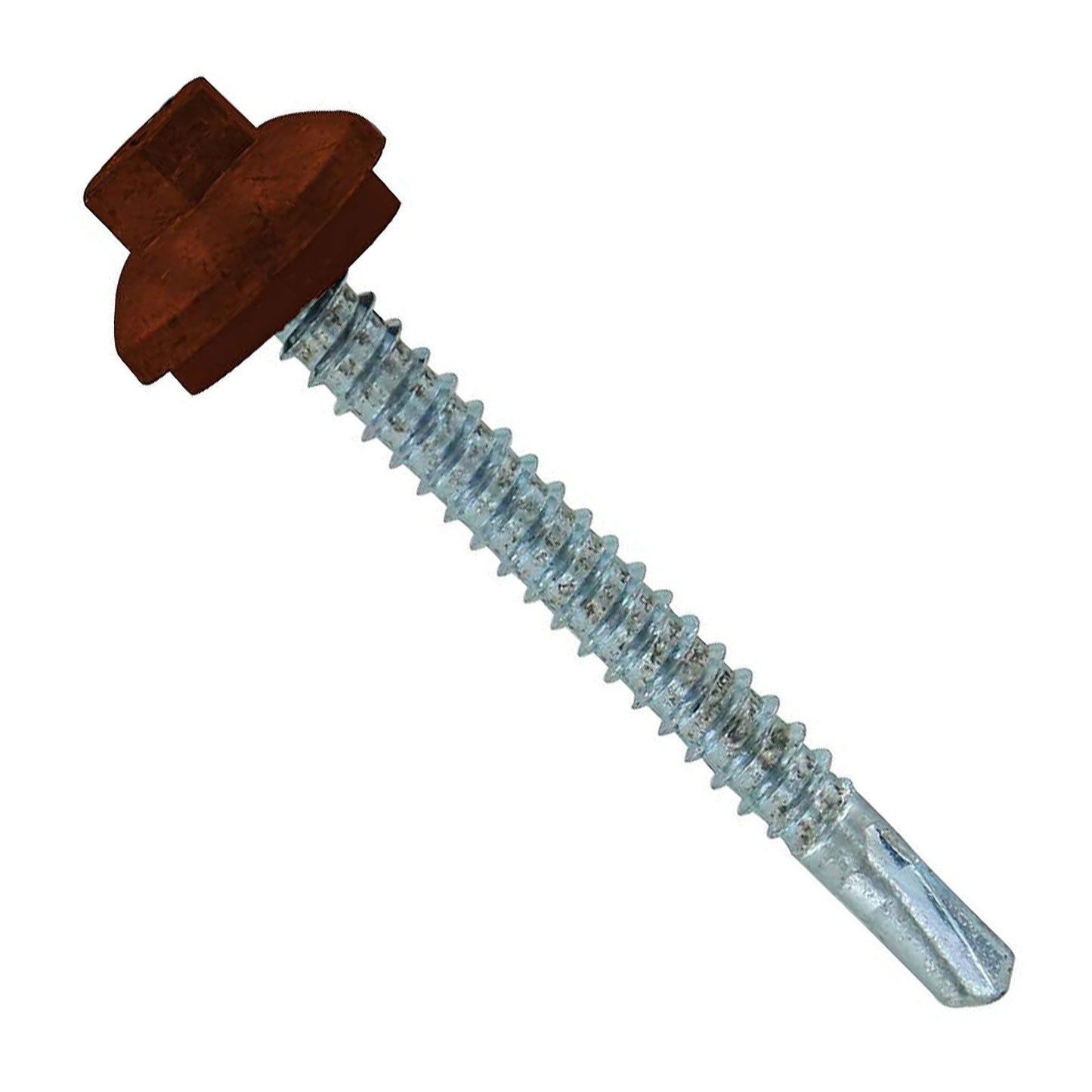 #12 x 2 inch ZXL Steelbinder Metal Roofing Screw Brown Pkg 250