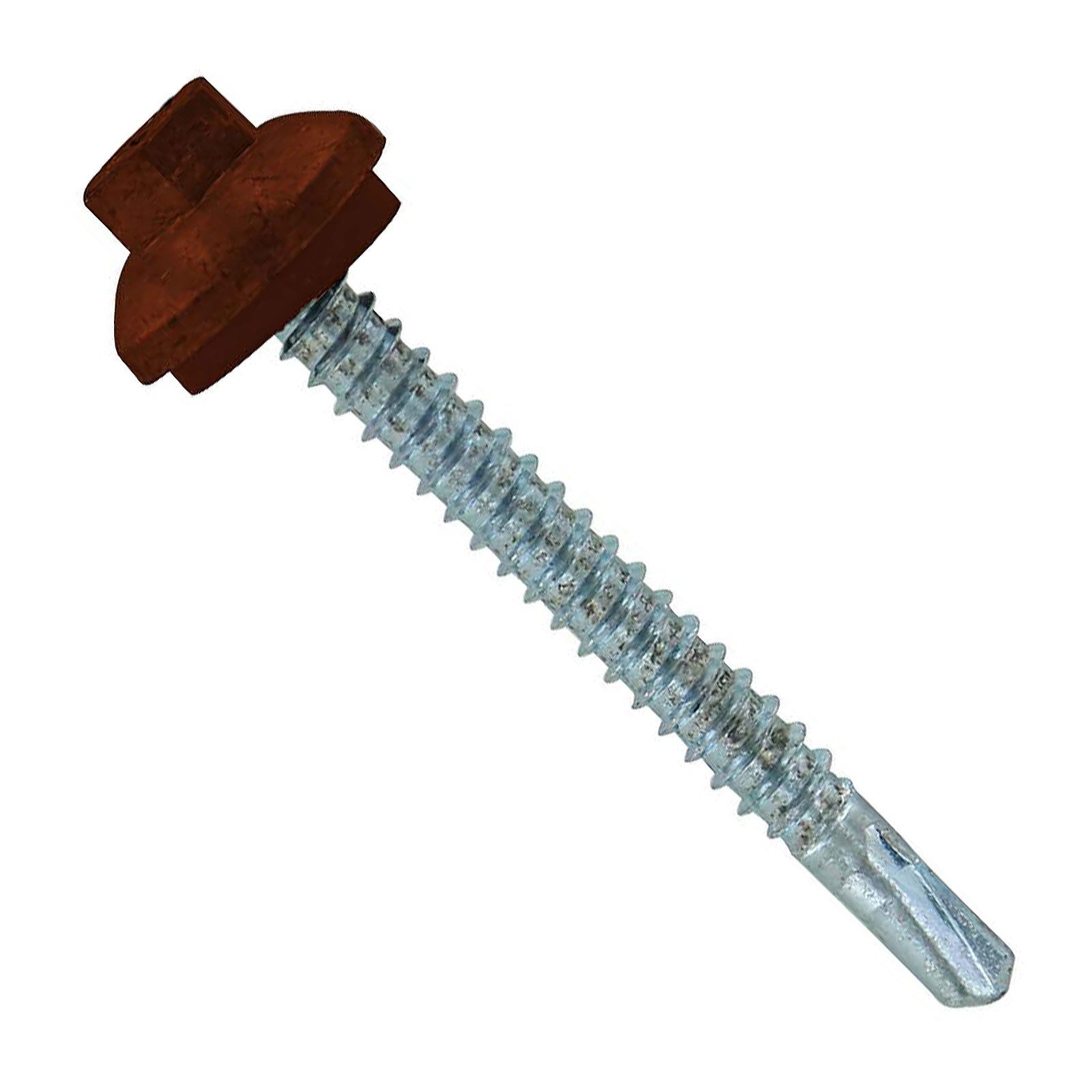 #12 x 2 inch ZXL Steelbinder Metal Roofing Screw Brown Pkg 250