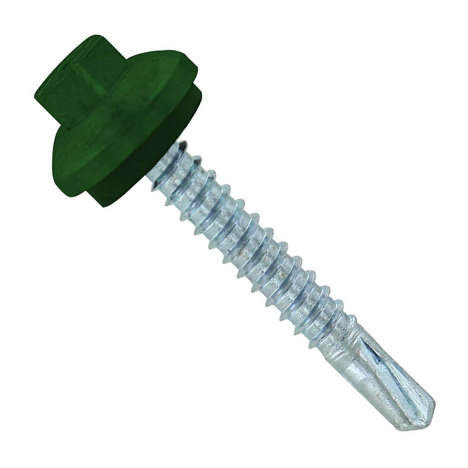 #12 x 112 inch ZXL Steelbinder Metal Roofing Screw Forest Green Pkg 250