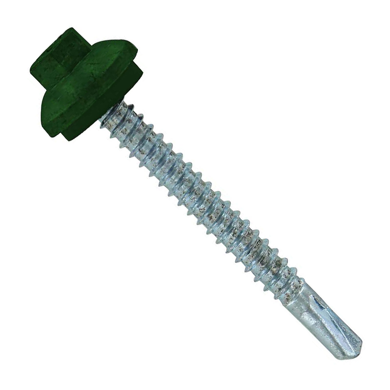 #12 x 2 inch ZXL Steelbinder Metal Roofing Screw Forest Green Pkg 250