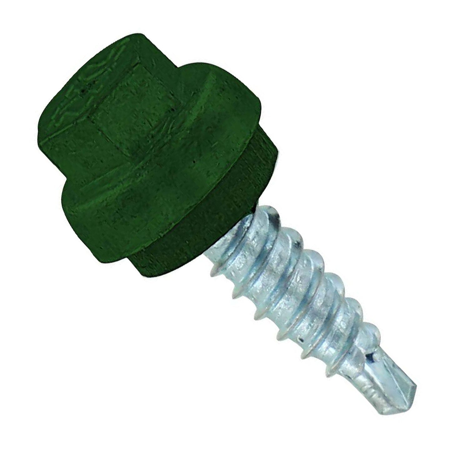 #12 x 3/4 inch ZXL Woodbinder Metal Roofing Stitch Screw Forest Green Pkg 250 image 1 of 2