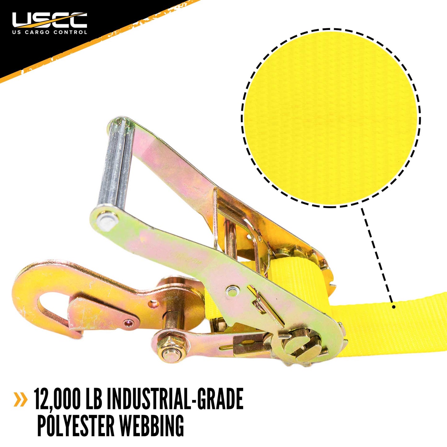 Adjustable Wheel Net w/ 2" Top Strap, Twisted Snap Hook & Ratchet w/ Snap Hook - 4 pack