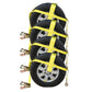 Adjustable Wheel Net with 4" Top Strap, Twisted Snap Hook and Ratchet w/ Snap Hook - 4 pack