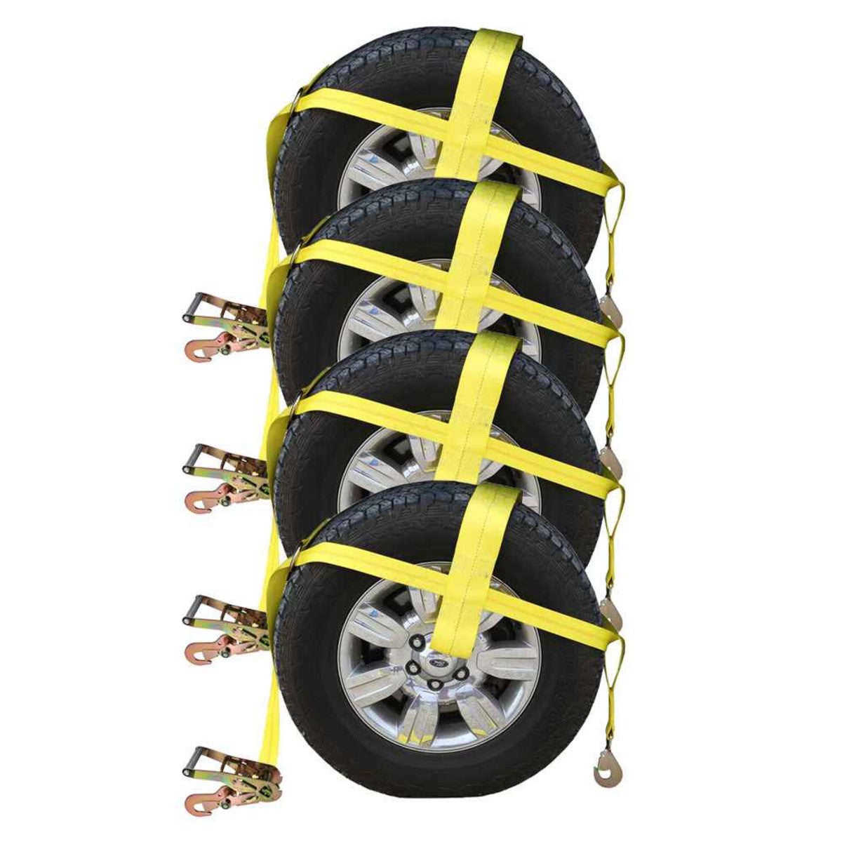 Adjustable Wheel Net with 4" Top Strap, Twisted Snap Hook and Ratchet w/ Snap Hook - 4 pack
