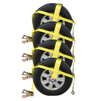Adjustable Wheel Net with 4" Top Strap, Twisted Snap Hook and Ratchet w/ Snap Hook - 4 pack